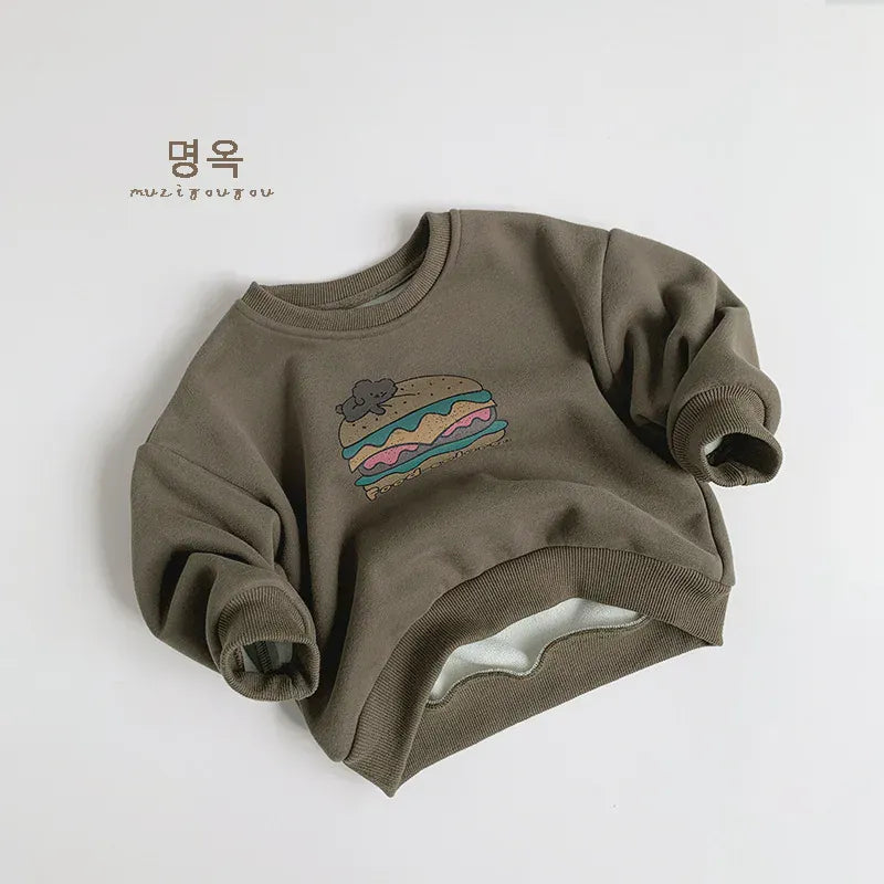 トレーナー・フーディ Cocoa / 80cm 12M キッズトップス ハンバーガープリント長袖スウェットトレーナー【mh0008404】