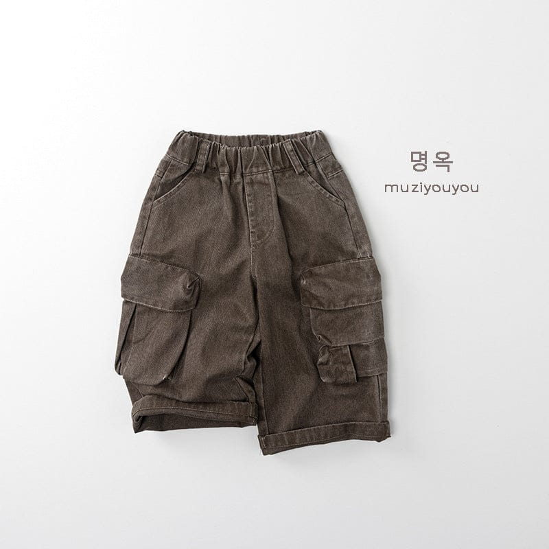 フラップポケット付きルーズカーゴパンツ(コーヒー色、フラップポケット)