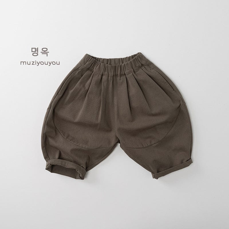 ダークコーヒーのバルーンルーズロングパンツ、ゴムウエスト付き