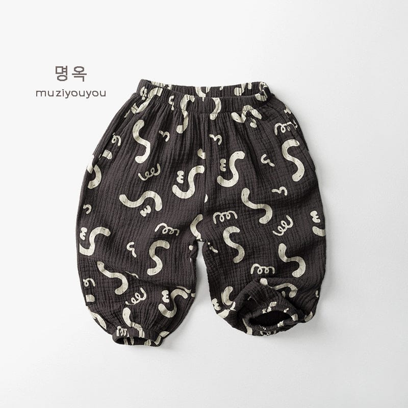 ロングパンツ・スウェットパンツ Dark Gray / 80cm 幾何学プリントサマーイージーパンツ【mh0010462】