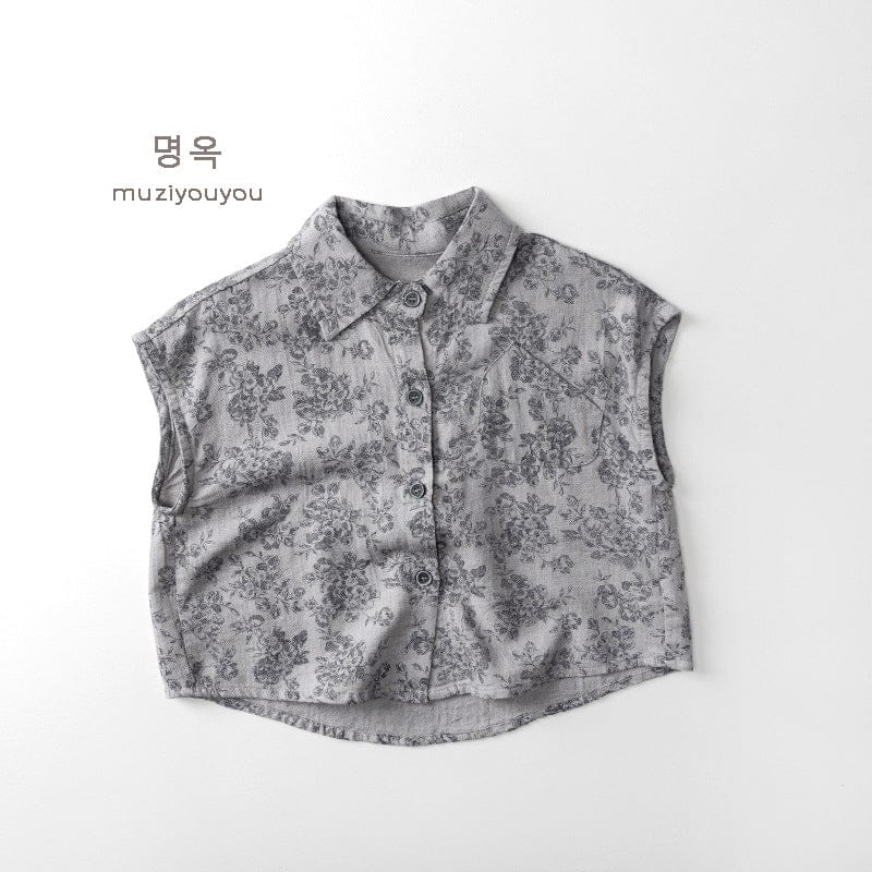 タンクトップ・キャミソール・ノースリーブトップス Gray / 80cm フラワープリントノースリーブシャツ【mh0010455】