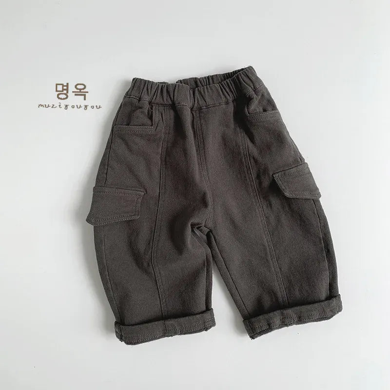 ロングパンツ・スウェットパンツ Gray Green / 80cm 12M キッズパンツ 裏フリースポケットルーズロングパンツ【mh0008402】