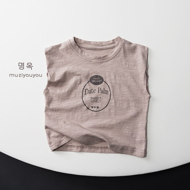 タンクトップ・キャミソール・ノースリーブトップス Leather Pink / 80cm ロゴプリントノースリーブTシャツ【mh0010472】