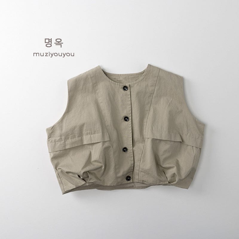 ベスト Light Khaki / 80cm フラップポケットノーカラーベスト【mh0010870】
