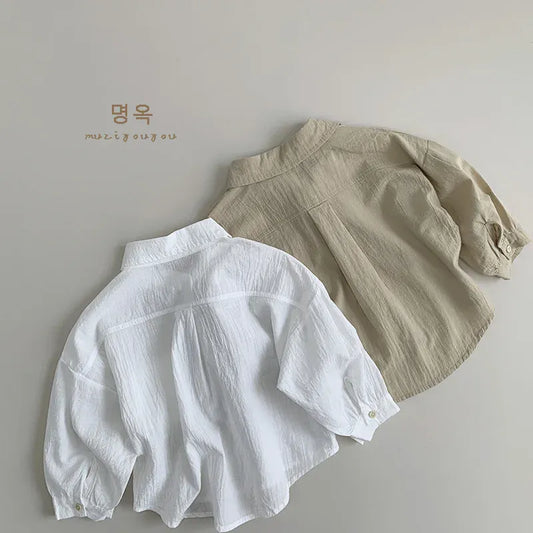 長袖シャツ・ブラウス キッズトップス シンプルベーシック長袖シャツブラウス【mh0007759】