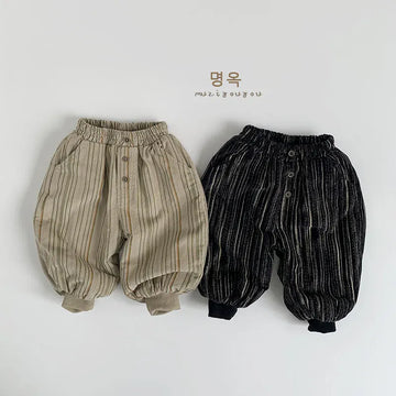 ロングパンツ・スウェットパンツ キッズパンツ コーデュロイストライプ裏フリースロングパンツ【mh0008167】