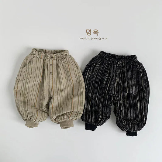 ロングパンツ・スウェットパンツ キッズパンツ コーデュロイストライプ裏フリースロングパンツ【mh0008167】