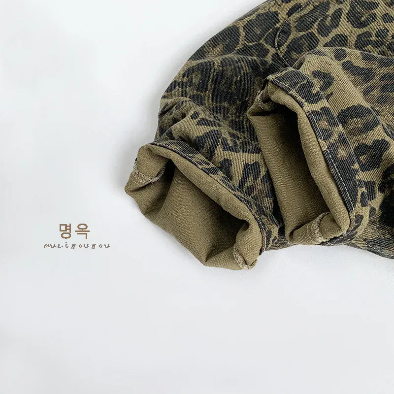 サロペットパンツ・サスペンダーパンツ キッズサロペット レオパードプリントサスペンダーパンツ【mh0008854】