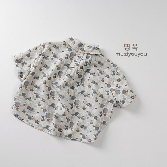 半袖シャツ・ブラウス ストーンドットプリント半袖シャツ【mh0009805】