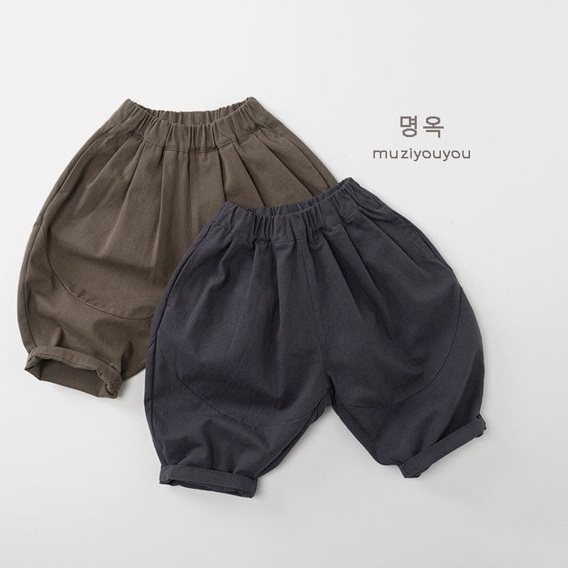 バルーンシルエットのルーズパンツ、ブラウンとダークグレー