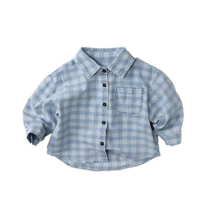 長袖シャツ・ブラウス Plaid Denim Shirt Cardigan Jacket チェック柄 デニムシャツ ジャケット【mh0012011】