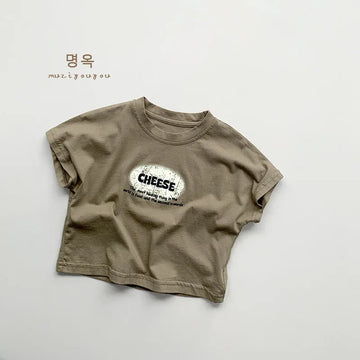 半袖Tシャツ Brown / 12M 80CM キッズトップス 半袖プリントTシャツ チーズ 2カラー【mh0005550】