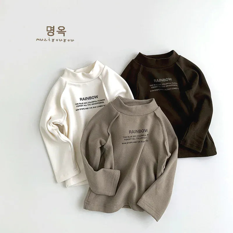 長袖Tシャツ キッズトップス レターロゴプリントフリース長袖スウェットシャツ【mh0007763】