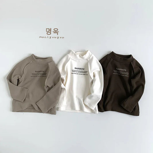 長袖Tシャツ キッズトップス レターロゴプリントフリース長袖スウェットシャツ【mh0007763】