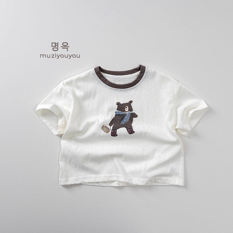 半袖Tシャツ Milk White / 80cm ベアくまプリント半袖Tシャツ【mh0009800】