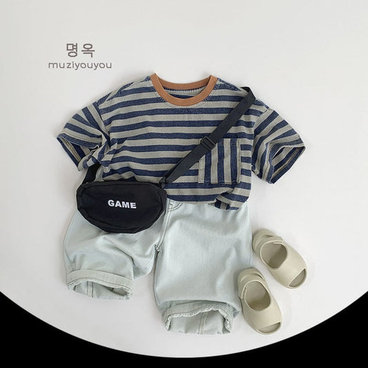 半袖Tシャツ レトロストライプ半袖Tシャツ【mh0009593】