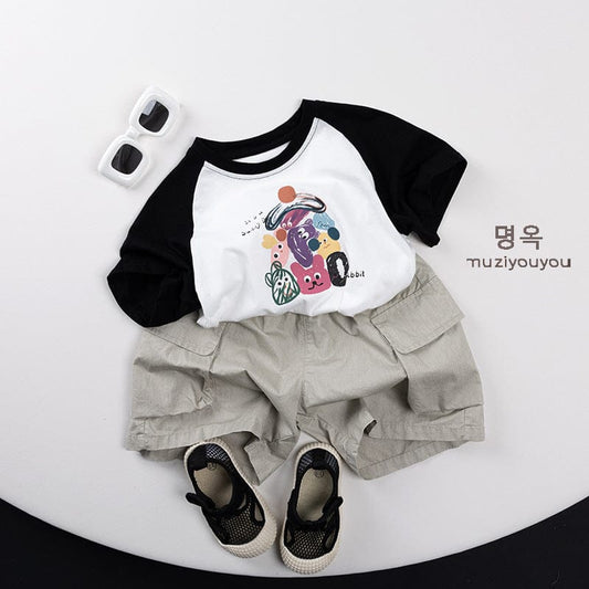 半袖Tシャツ アニマルキャラクタープリント半袖ラグランTシャツ【mh0009807】