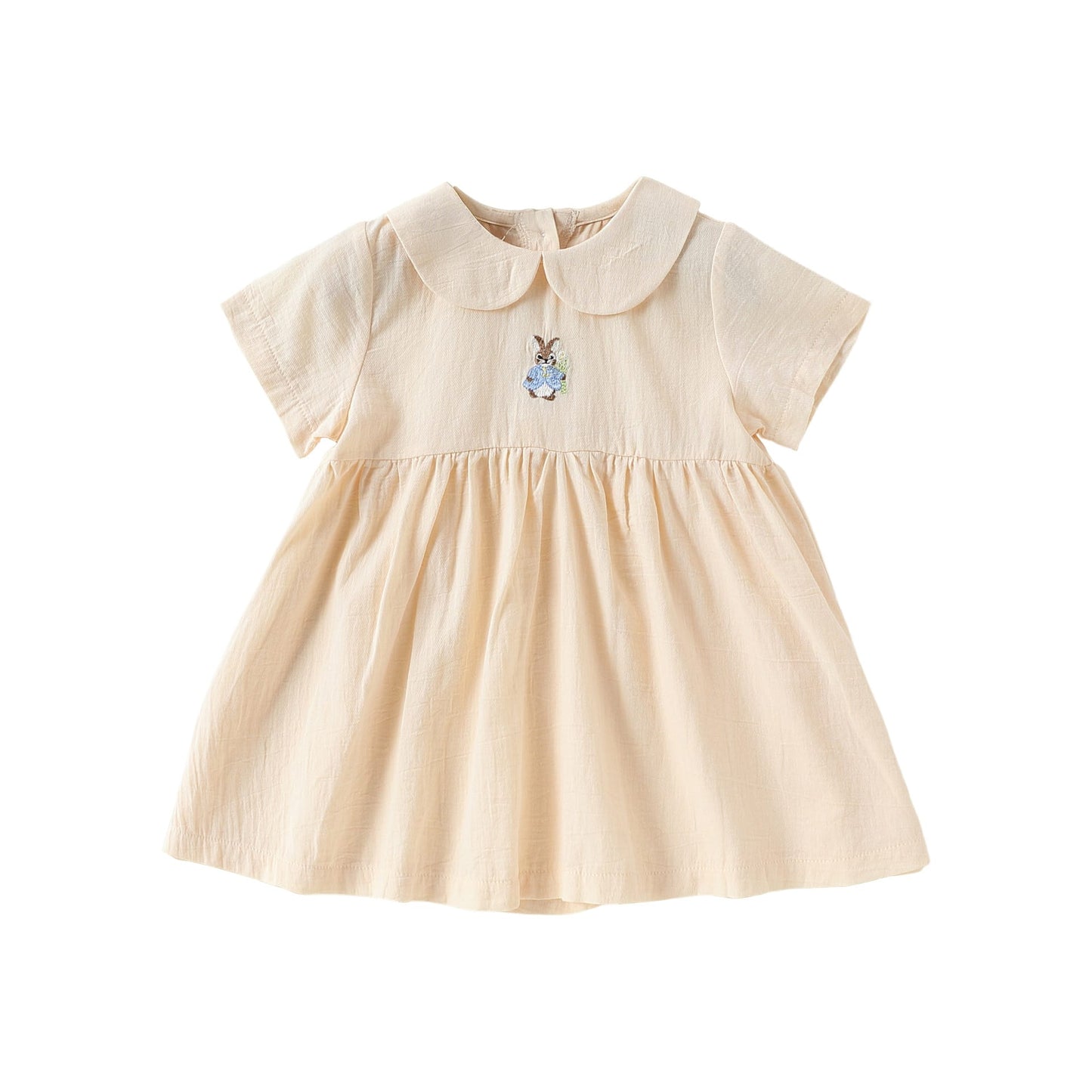 Nautical Animal Embroidered Smock 刺しゅう入り 半袖ワンピース【mh0012764】 Apricot / 73cm Beitaoya 半袖ワンピース