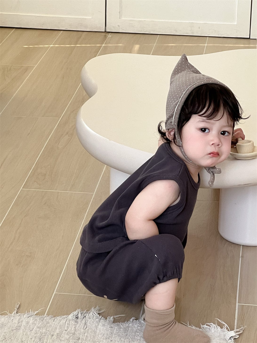 ノースリーブセットアップ タンクトップ+ヒッププリントショートパンツセットアップ 2点セット【mh0009905】