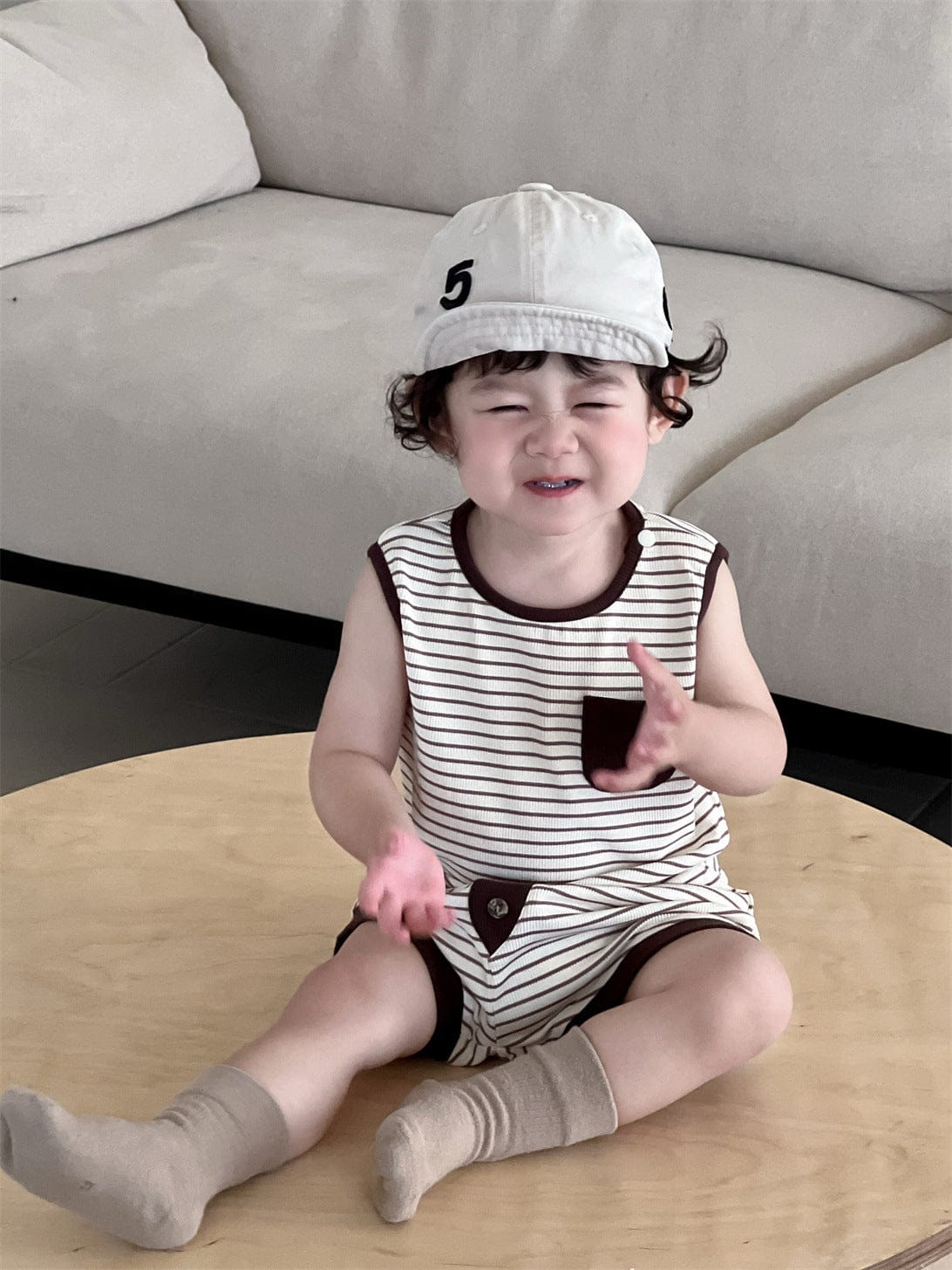 ノースリーブセットアップ ボーダータンクトップ+ショートパンツセットアップ 2点セット【mh0009929】