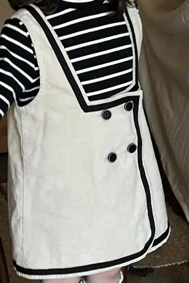 長袖セットアップ apricot strap dress / 9M 73CM ベビートップス/ワンピース ボーダーハイネック長袖Tシャツ/ノースリーブワンピース【mh0008717】