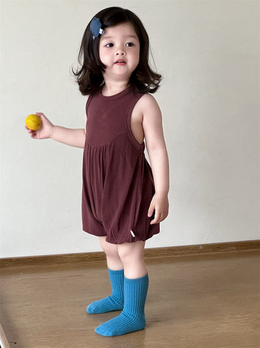 ノースリーブロンパース Coffee / 66cm ノースリーブドレープジャンプスーツ【mh0009916】