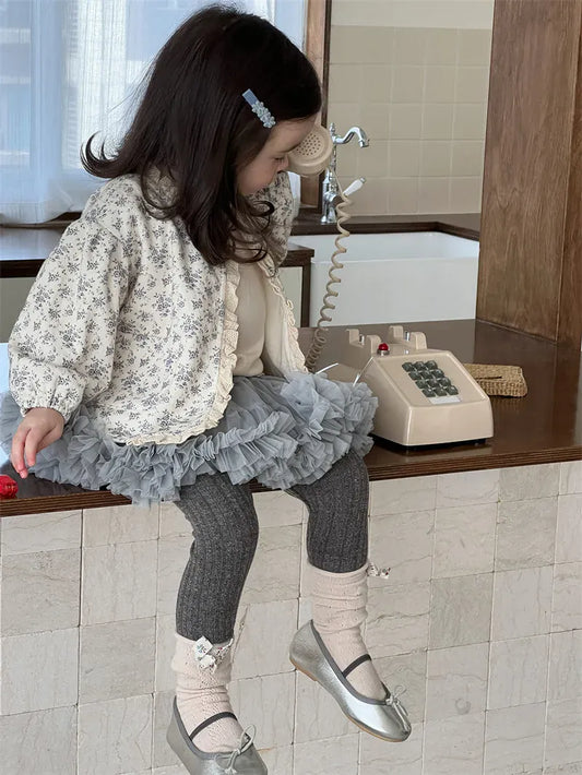 カーディガン・パーカー ベビーアウター レース縁取りフラワープリントカーディガンジャケット【mh0007200】