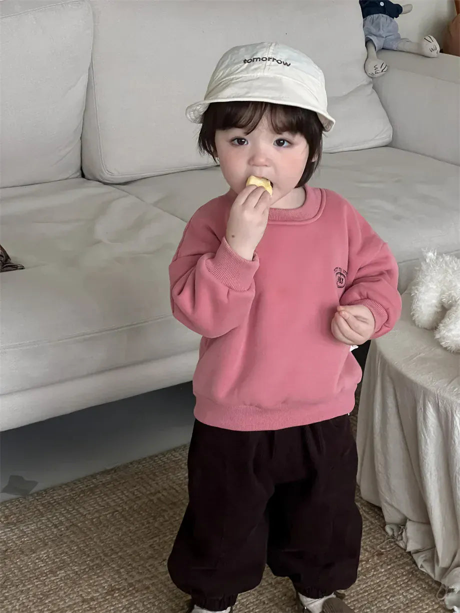 トレーナー・フーディ ベビートップス レターロゴプリント厚手長袖スウェットトレーナー【mh0007968】