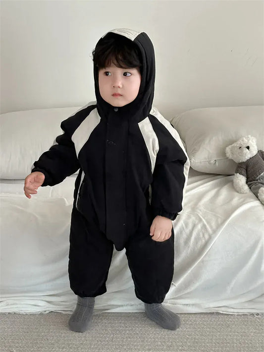 長袖ジャンプスーツ ベビージャンプスーツ フード付きスポーツスタイル長袖ロンパース【mh0008348】