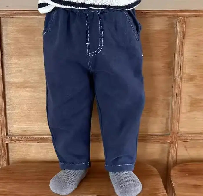 長袖セットアップ Pants / 9M 73CM ベビートップス/パンツ ボーダーニット長袖ポロシャツ/シンプルデニムパンツジーンズ【mh0008313】