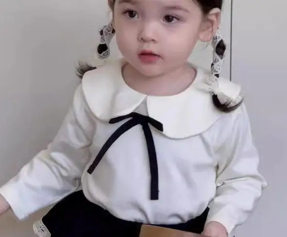 長袖セットアップ shirts2 / 9M 73CM ベビートップス/ブルマ 丸襟リボンTシャツブラウス/フリルスカートドッキングブルマパンツ【mh0008112】