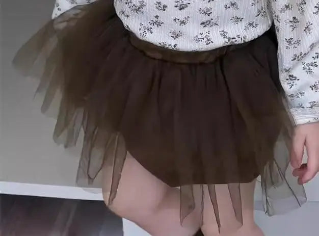 長袖セットアップ shorts / 9M 73CM ベビートップス/パンツ フラワー小花柄プリント長袖Tシャツ/チュチュチュールスカートドッキングショートパンツ【mh0008306】