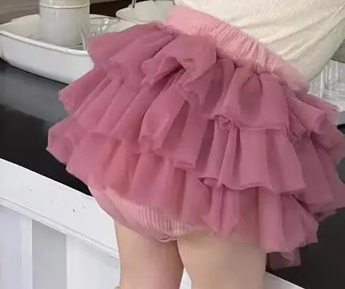 長袖セットアップ skirts / 9M 73CM ベビートップス/ブルマ カラフルボタン長袖Tシャツ/チュチュフリルドッキングブルマパンツ【mh0008110】