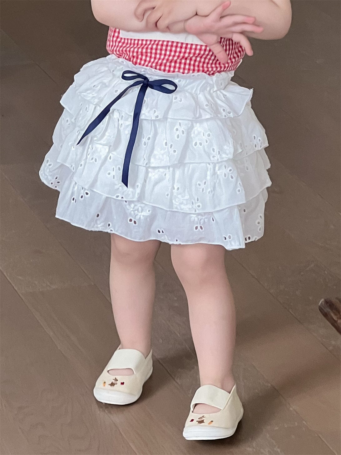 ノースリーブセットアップ Wrap the fart skirt / 73cm チェックキャミソールトップス/レースフリルスカート【mh0009906】