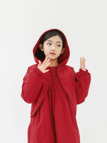 ショートコート・ジャケット・ジャンパー Pawpaw Liu | Hooded One Button Red Jacket フーディー ワンボタン 中綿ジャケット【mh0020084】