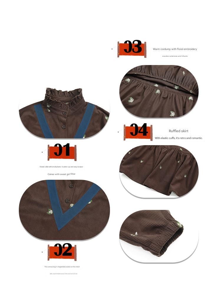 長袖ワンピース Pawpaw Liu | Retro Striped Velvet Dress レトロ ストライプ ベロア ワンピース【mh0020070】