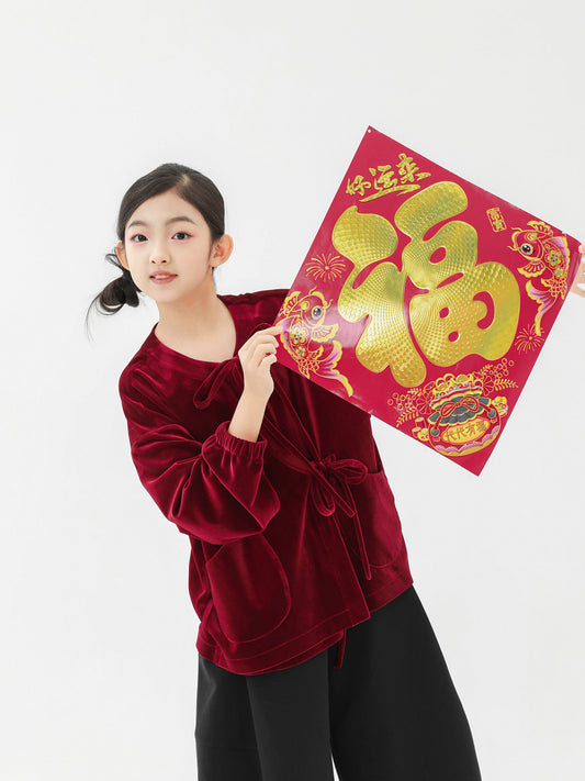 長袖Tシャツ Pawpaw Liu | Red Gold Velvet Long Sleeve T-Shirt ベロア ベルベット 長袖 Tシャツ【mh0020072】