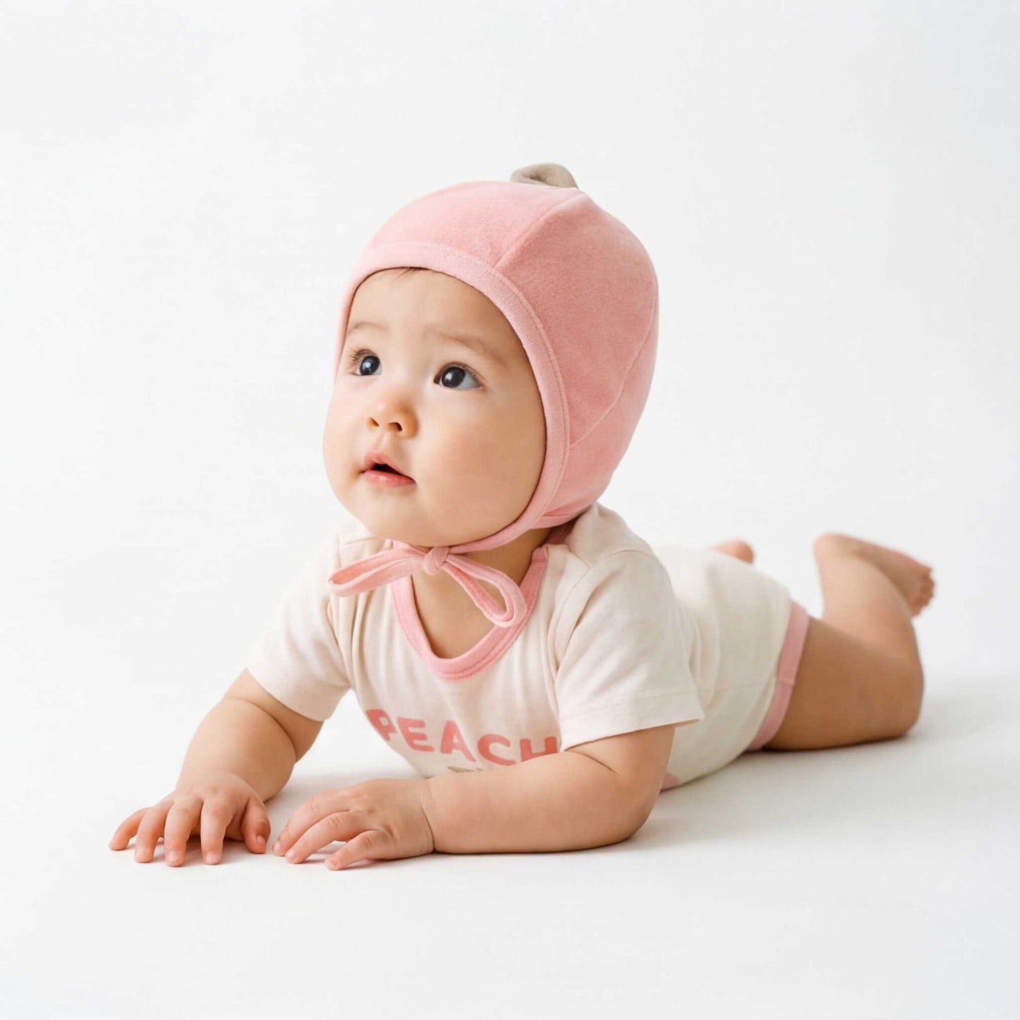Peach Print Short Sleeve Jumpsuit ピーチプリント 半袖 ロンパース【mh0012229】 TOMMY'S GIFTS 半袖ロンパース