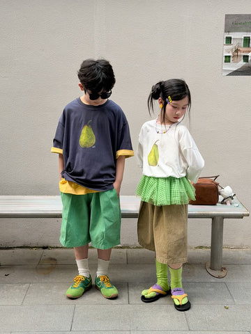 Pear Graphic Cotton Tee 洋梨 プリント半袖Tシャツ【mh0013525】 KUMAI.KIDS 半袖Tシャツ