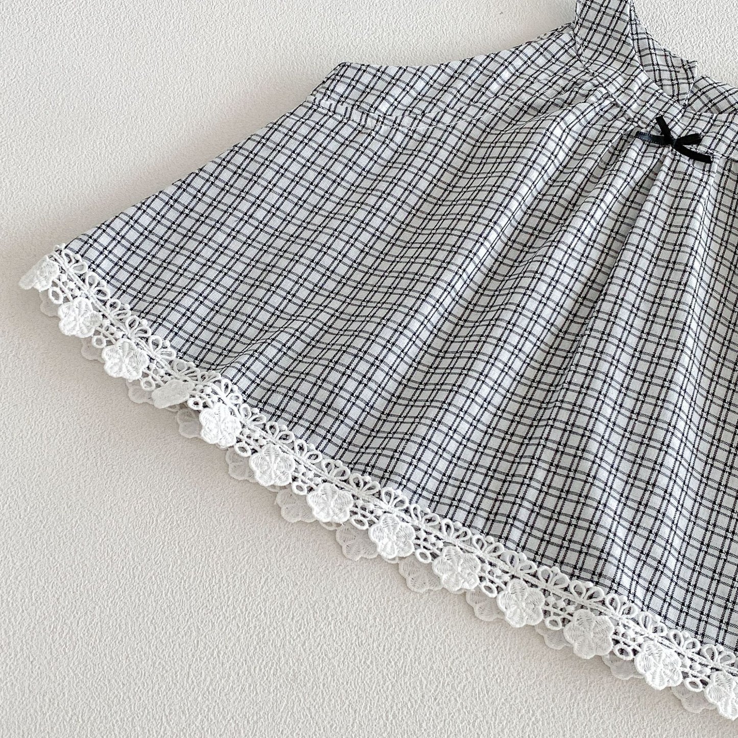 Plaid Halter Neck Top Lace Trim Shorts Set レース ノースリーブチュニック ガウチョパンツ【mh0013422】 angou ノースリーブセットアップ