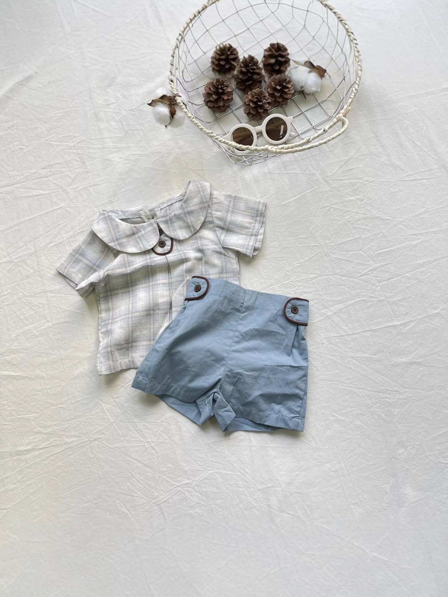Plaid Lapel Refreshing Pants Set チェック柄 ラペル セットアップ【mh0012297】 yi nian ni