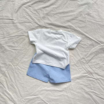 Playful Puppy Short Set 犬 イラスト 半袖Tシャツ ショートパンツセット【mh0012904】 yi nian ni 半袖セットアップ