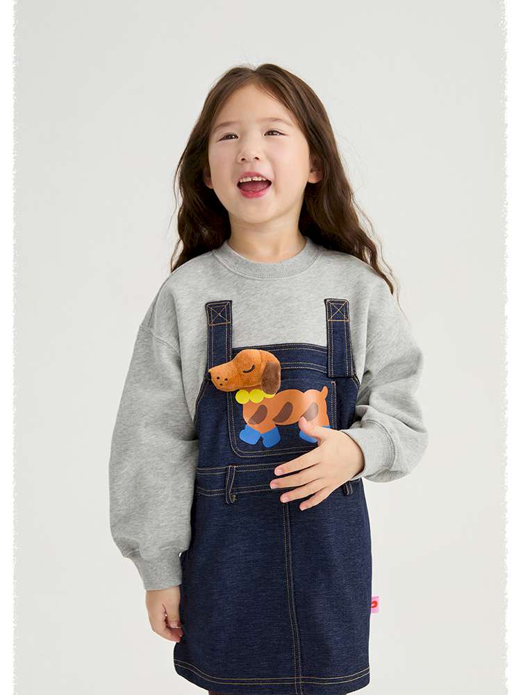 トレーナー・フーディ poco blush | Bread Puppy Denim Fleece Sweater デニム 切替 裏起毛 トレーナー【mh0020003】