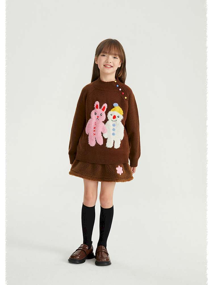 ニット・セーター poco blush | Lala Little Hand Jacquard Sweater 刺繍入り ハイネック ニットソー【mh0020021】