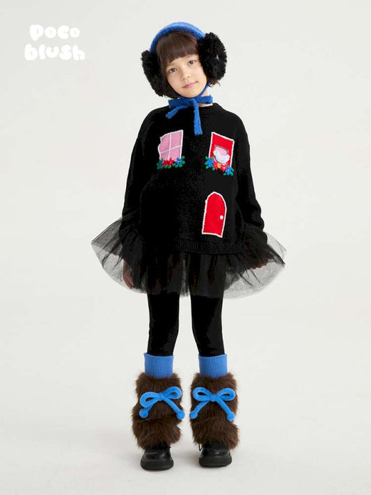 ベビーキッズその他アクセサリー poco blush | Lamb's Bow Plush Leg Warmers シープボア リボン レッグウォーマー【mh0020019】