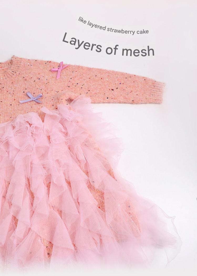 長袖ワンピース poco blush | Shining Bow Mesh Sweater Dress リボン チュール ニットワンピース【mh0020004】