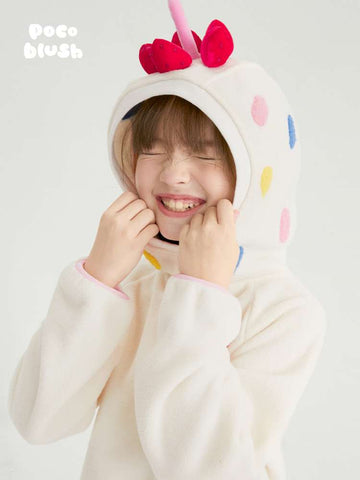トレーナー・フーディ poco blush | Strawberry Cake Fleece Sweatshirt 立体ドール付き 裏起毛トレーナー【mh0020027】