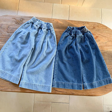 デニムパンツ キッズパンツ ソフトデニムルーズワイドバギーパンツ 2カラー【mh0006690】