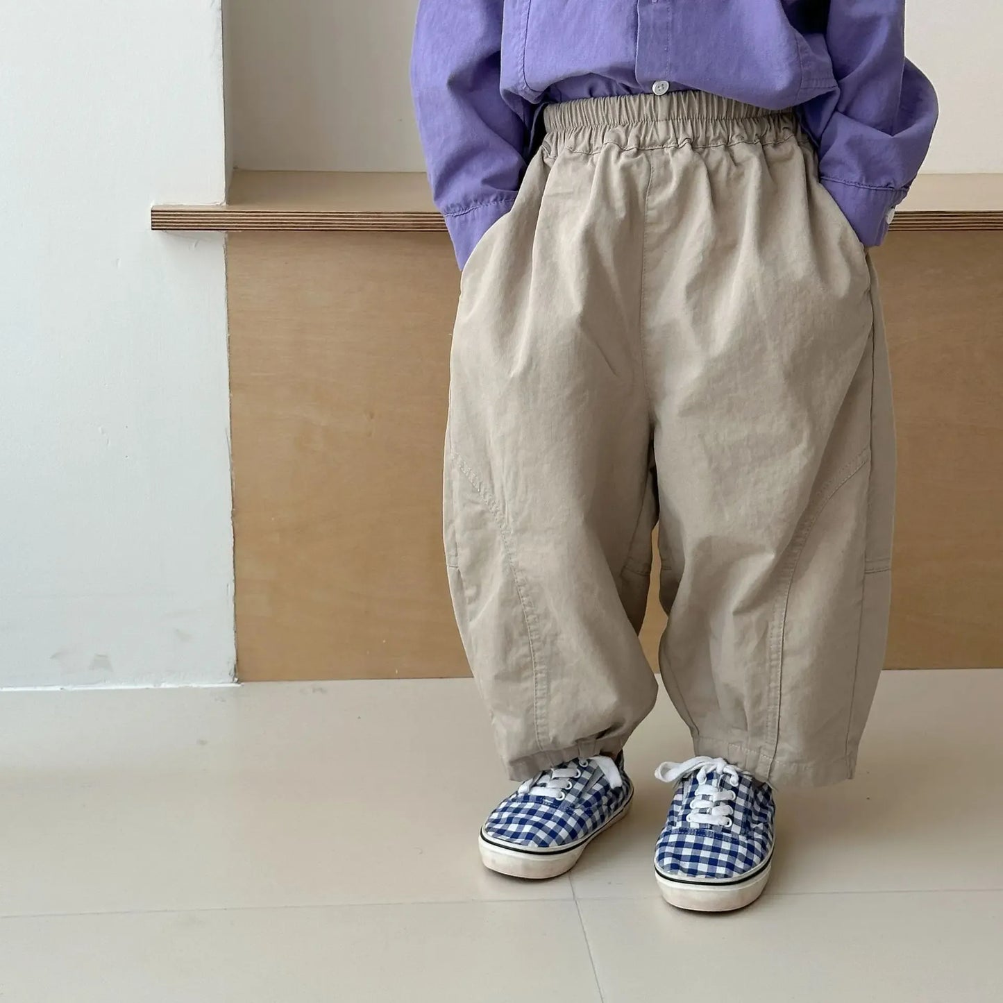 ロングパンツ・スウェットパンツ Beige / 80cm 12M キッズパンツ シンプルベーシックデイリーロングルーズパンツ【mh0008823】