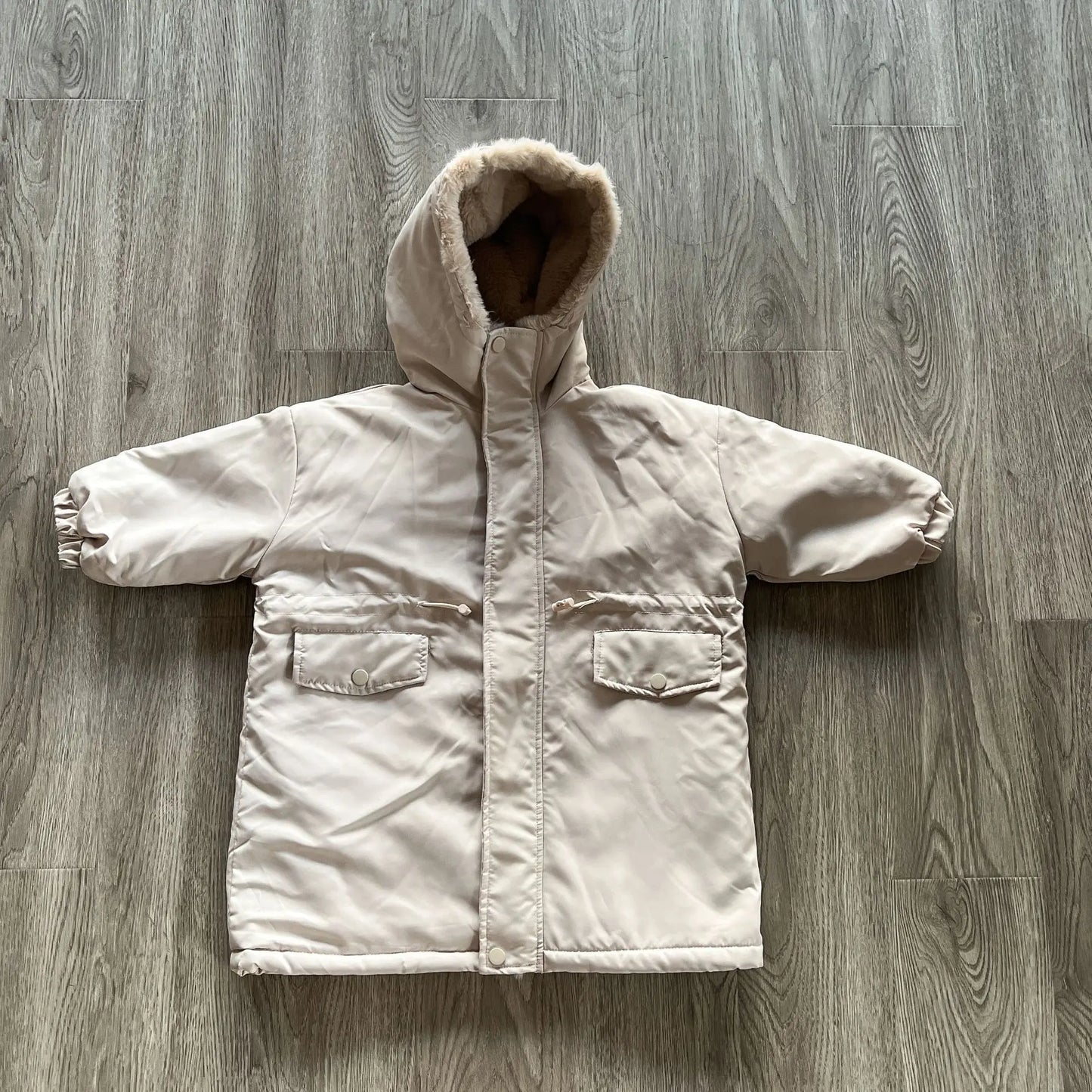 ロングコート Beige / 80cm キッズアウター ロングコート 裏ボアフリース フード付きコート ブラック ベージュ 2カラー ユニセックス 男の子 女の子 子供服【mh0003196】